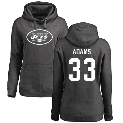 New York Jets Ash Women Jamal Adams One Color NFL Football 33 Pullover Hoodie Sweatshirts